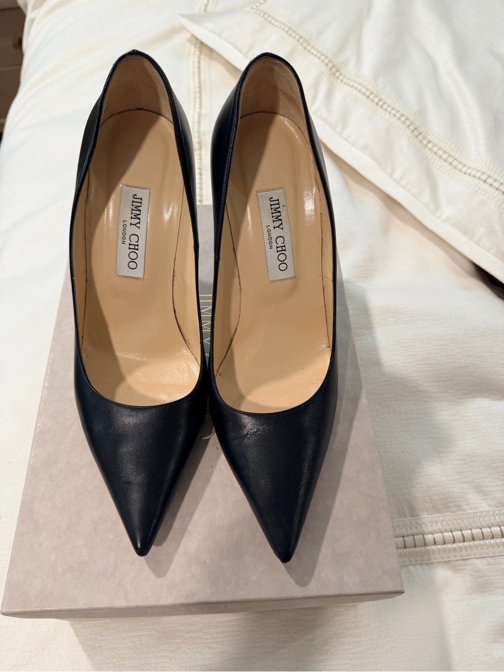 Jimmy Choo Abel Pointed-Toe Pumps Black Leather 40